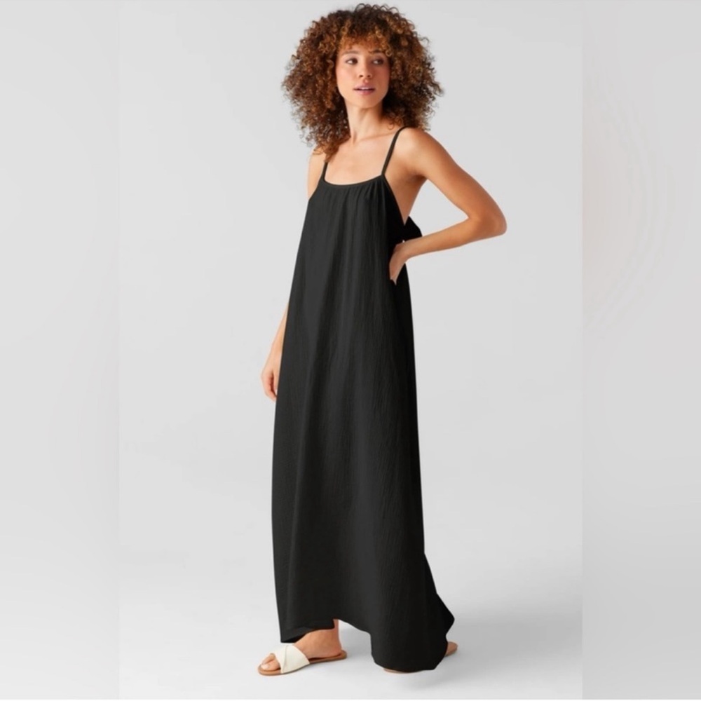 NWT Sol Angeles Gauze Black Maxi Dress M/L